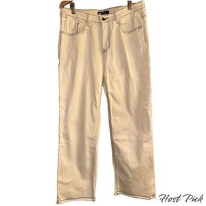 CAARA Women's High Rise Raw Hem Straight Cotton Ankle Denim Jeans Size 31